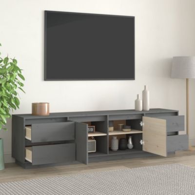 Meuble TV Gris 176x37x47,5 cm Bois de pin massif - Prolenta Premium