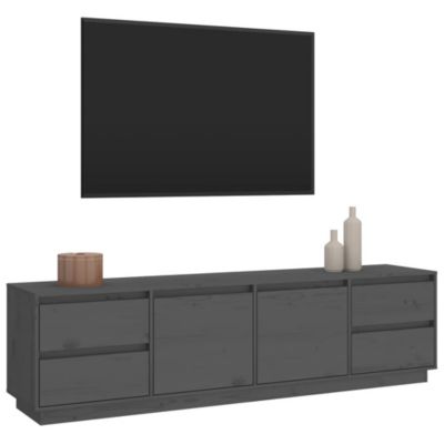 Meuble TV Gris 176x37x47,5 cm Bois de pin massif - Prolenta Premium
