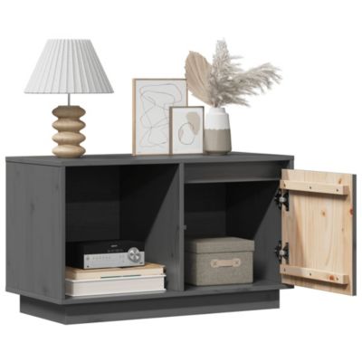 Meuble TV Gris 74x35x44 cm Bois de pin massif - Prolenta Premium