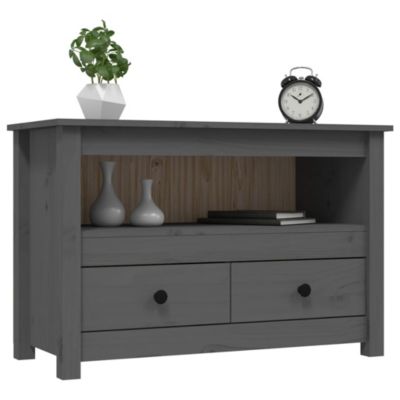 Meuble TV Gris 79x35x52 cm Bois de pin massif - Prolenta Premium