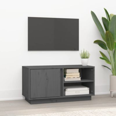 Meuble TV Gris 80x35x40,5 cm Bois de pin massif - Prolenta Premium