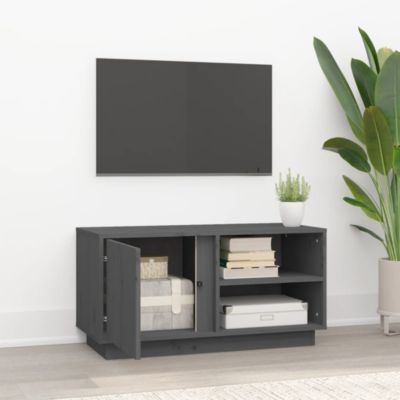 Meuble TV Gris 80x35x40,5 cm Bois de pin massif - Prolenta Premium