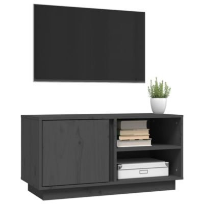 Meuble TV Gris 80x35x40,5 cm Bois de pin massif - Prolenta Premium