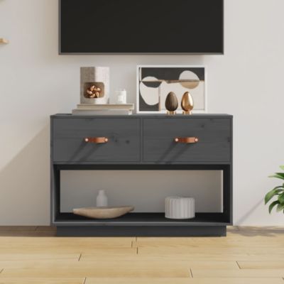 Meuble TV Gris 90x40x60 cm Bois de pin massif - Prolenta Premium