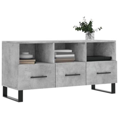 Meuble TV gris béton 102x36x50 cm bois d'ingénierie - Prolenta Premium