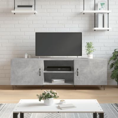 Meuble TV gris béton 150x30x50 cm bois d'ingénierie - Prolenta Premium
