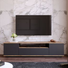 Meuble TV gris et bois 180 cm TYRO