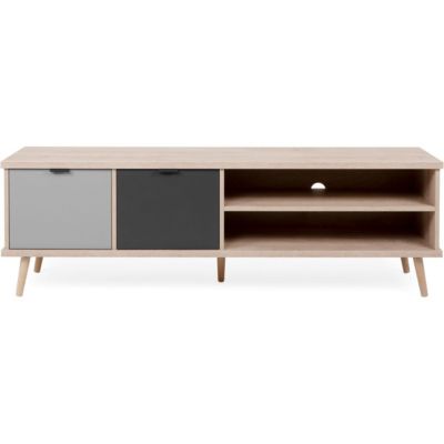 Meuble TV gris et chêne  160 cm - Sofia