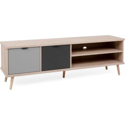 Meuble TV gris et chêne  160 cm - Sofia