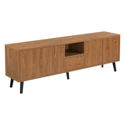 Meuble TV Hedemora 140 x 30 x 46 cm Effet Bois Foncé en.casa