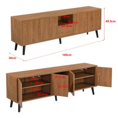 Meuble TV Hedemora 140 x 30 x 46 cm Effet Bois Foncé en.casa