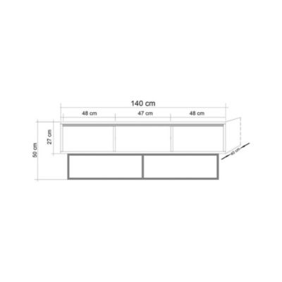 Meuble TV Iginia, Buffet de salon, Armoire basse pour TV, Base murale de rangement, 140x40h50 cm, Noyer et Noir