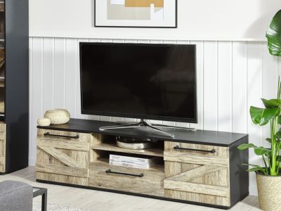 Meuble TV industriel en panneau de particules de bois bois clair SALTER