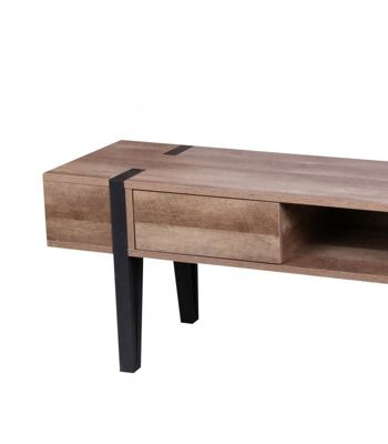 meuble tv industriel  métal noir et bois - 140x40x50cm