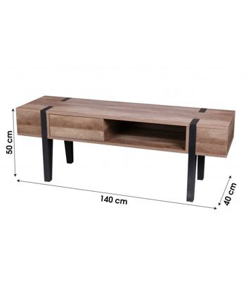 meuble tv industriel  métal noir et bois - 140x40x50cm