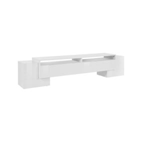 Meuble TV James, Buffet bas de salon, Base pour meuble TV, 100% Made in Italy, 210x45h45 cm, Blanc brillant