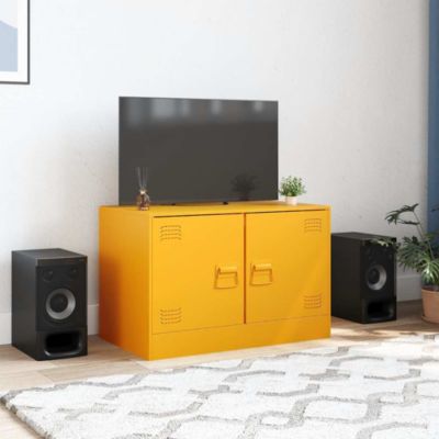 Meuble TV jaune moutarde 67x39x44 cm acier - Prolenta Premium