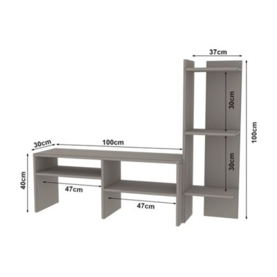 Meuble TV Jevnaker avec 5 étagères 137 x 30 x 100 cm blanc effet chêne foncé en.casa