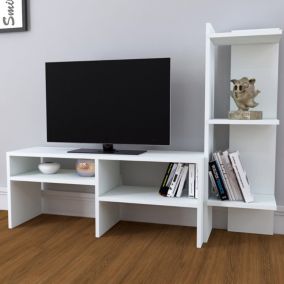 Meuble TV Jevnaker avec 5 étagères 137 x 30 x 100 cm blanc en.casa