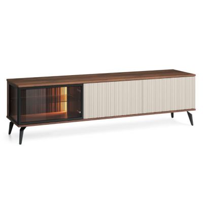 Meuble TV Komodee DAWSON RTV1 Frontal en relief Chêne Noisette Cachemire 39 x 180 x 50 cm