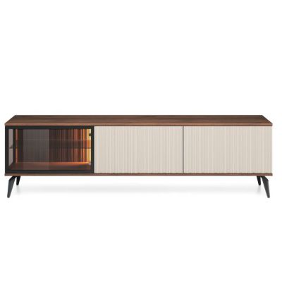 Meuble TV Komodee DAWSON RTV1 Frontal en relief Chêne Noisette Cachemire 39 x 180 x 50 cm