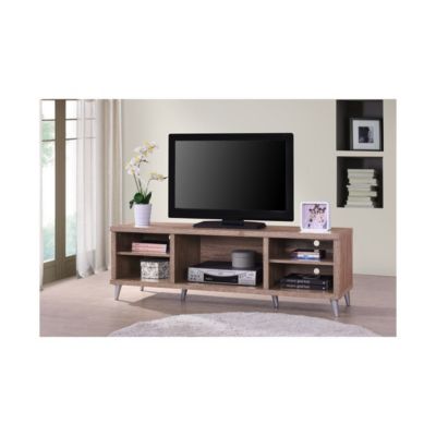 Meuble TV KONYA 142 cm avec 5 niches coloris Sonoma.