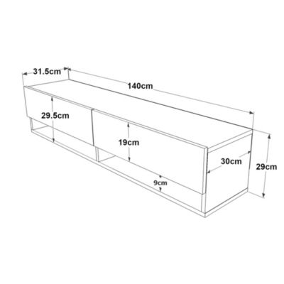 Meuble TV Laitila à 2 portes 29,5 x 140 x 31,5 cm effet bois de pin / anthracite en.casa