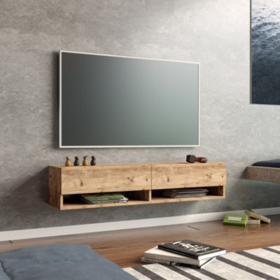 Meuble TV Laitila à 2 portes 29,5 x 140 x 31,5 cm effet bois de pin en.casa