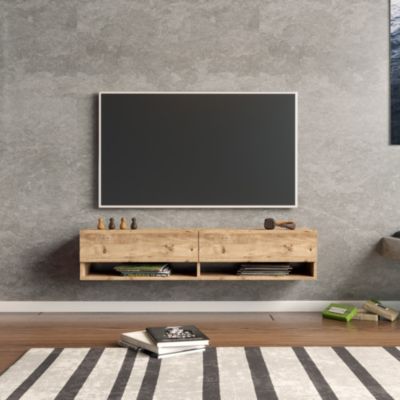 Meuble TV Laitila à 2 portes 29,5 x 140 x 31,5 cm effet bois de pin en.casa