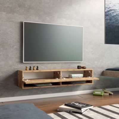 Meuble TV Laitila à 2 portes 29,5 x 140 x 31,5 cm effet bois de pin en.casa