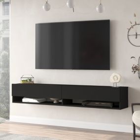 Meuble TV Laitila à 2 portes 29,5 x 180 x 31,5 cm noir en.casa