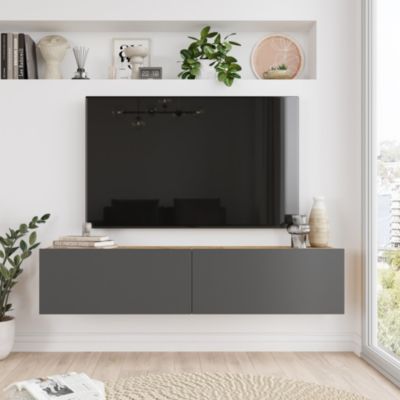 Meuble TV Lapinlahti à 2 portes 29,5 x 140 x 31,5 cm effet bois de pin / anthracite en.casa