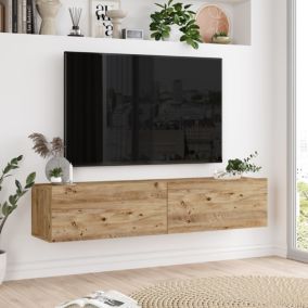 Meuble TV Lapinlahti à 2 portes 29,5 x 140 x 31,5 cm effet bois de pin en.casa