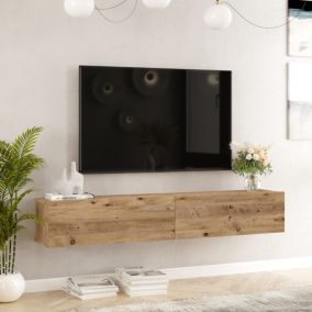 Meuble TV Lapinlahti à 2 portes 29,5 x 180 x 31,5 cm effet bois de pin en.casa