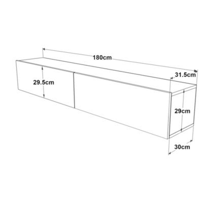 Meuble TV Lapinlahti à 2 portes 29,5 x 180 x 31,5 cm noir effet chêne en.casa