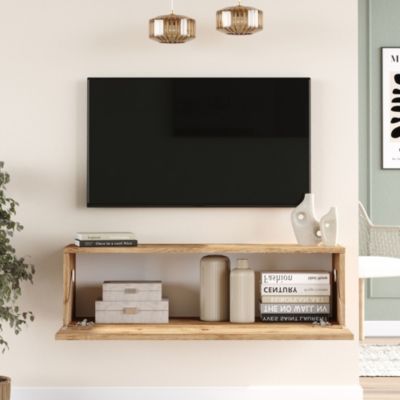 Meuble TV Lapinlahti à porte 29,5 x 100 x 31,5 cm effet bois de pin en.casa