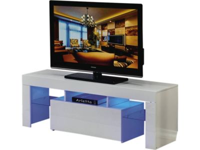 Meuble TV LED "Borda"  130 x 34 x 45 cm  Blanc laqué