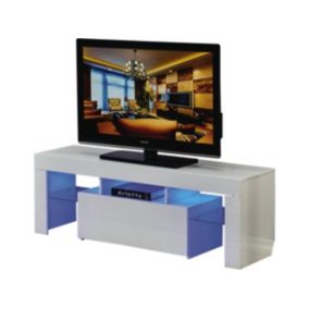 Meuble TV LED "Borda"  130 x 34 x 45 cm  Blanc laqué