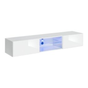 Meuble TV LED Design "Switch III" 180cm Blanc