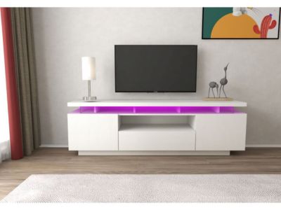 Meuble TV LED Laqué "Ruth"  165 x 40 x 49 cm  Blanc