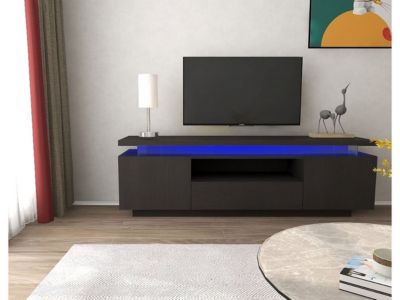 Meuble TV LED laqué "Ruth"  165 x 40 x 49 cm  Noir