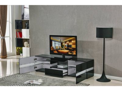 Meuble TV LED "Vida"  177 x 39 x 45 cm  Noir laqué