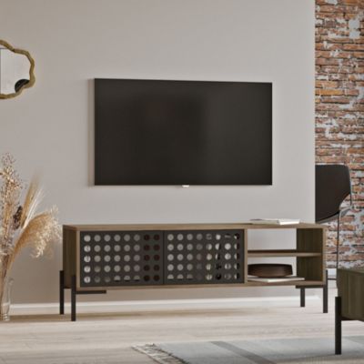 Meuble TV Lemi à 2 portes 49 x 144 x 40 cm chêne gris / anthracite en.casa