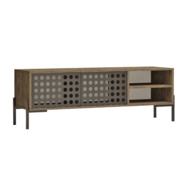 Meuble TV Lemi à 2 portes 49 x 144 x 40 cm chêne gris / anthracite en.casa