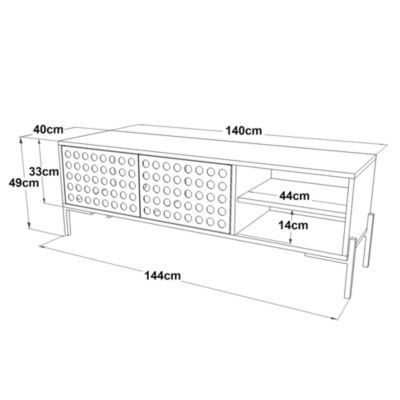 Meuble TV Lemi à 2 portes 49 x 144 x 40 cm chêne gris / anthracite en.casa