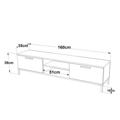 Meuble TV Lempäälä à 2 portes 39 x 160 x 35 cm effet béton anthracite en.casa