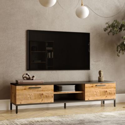 Meuble TV Lempäälä à 2 portes 39 x 160 x 35 cm effet bois de pin / anthracite en.casa