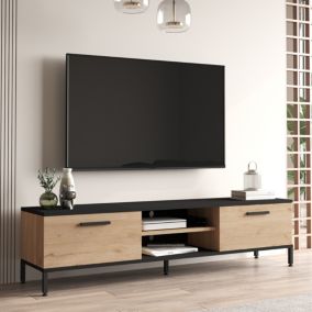 Meuble TV Lempäälä à 2 portes 39 x 160 x 35 cm effet chêne noir en.casa