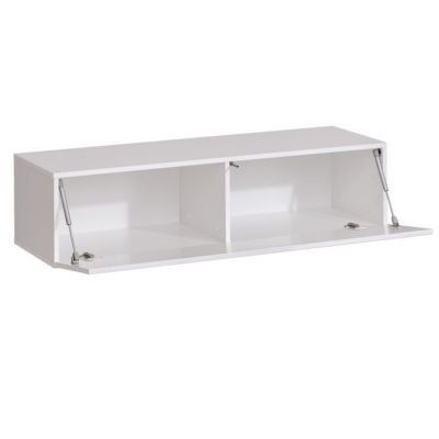 Meuble TV Loreto Komodee - Blanc Brillant et Noir - Facades en Brillant - 200 x 30 x 41 cm