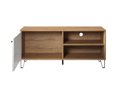Meuble TV - Mélaminé chêne- Naturel-blanc - 123 - 56 - 40 cm